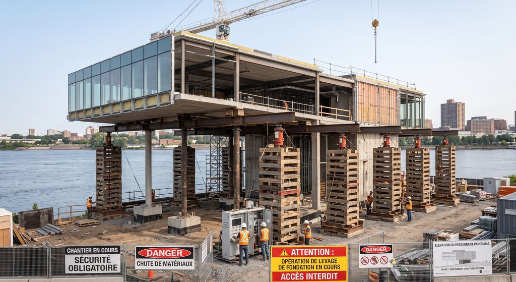 Équipe de Soulèvement D.C sur un chantier de fondation à Jonquière